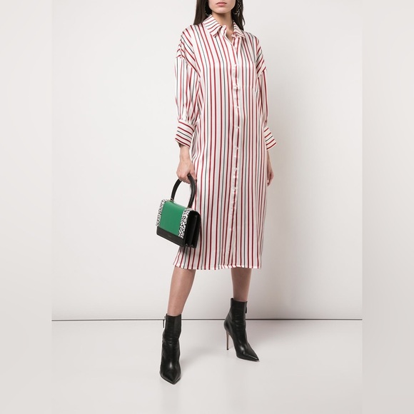 NWT Anine Bing Milly Silk Red Striped Dress - Picture 5 of 10